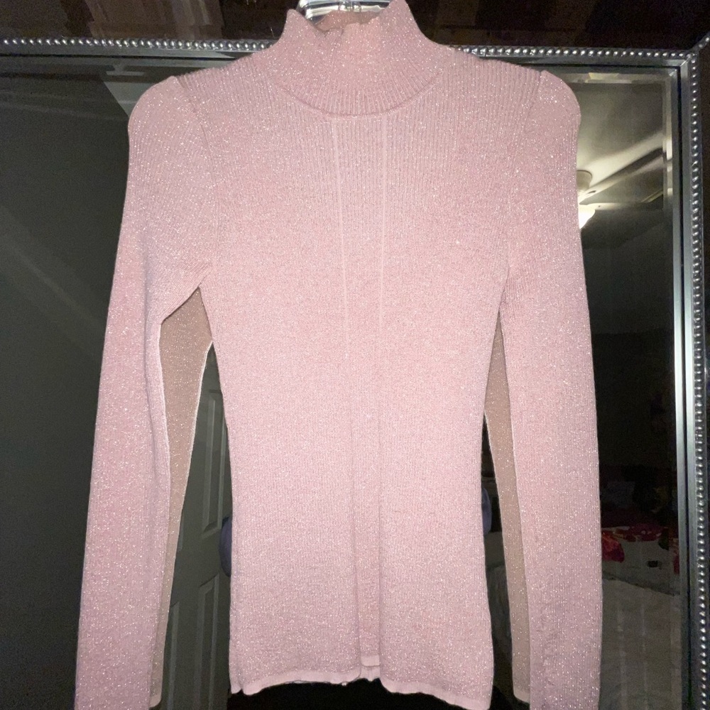 NICHOLAS wool blush pink sweater with metallic threading